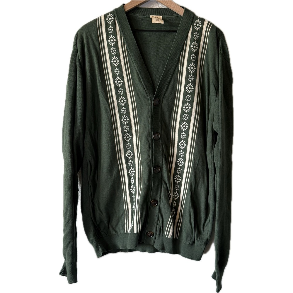 Dandy Del Mar Vintage Green Knit Button Front Castello Cardigan Sweater XXL Mens